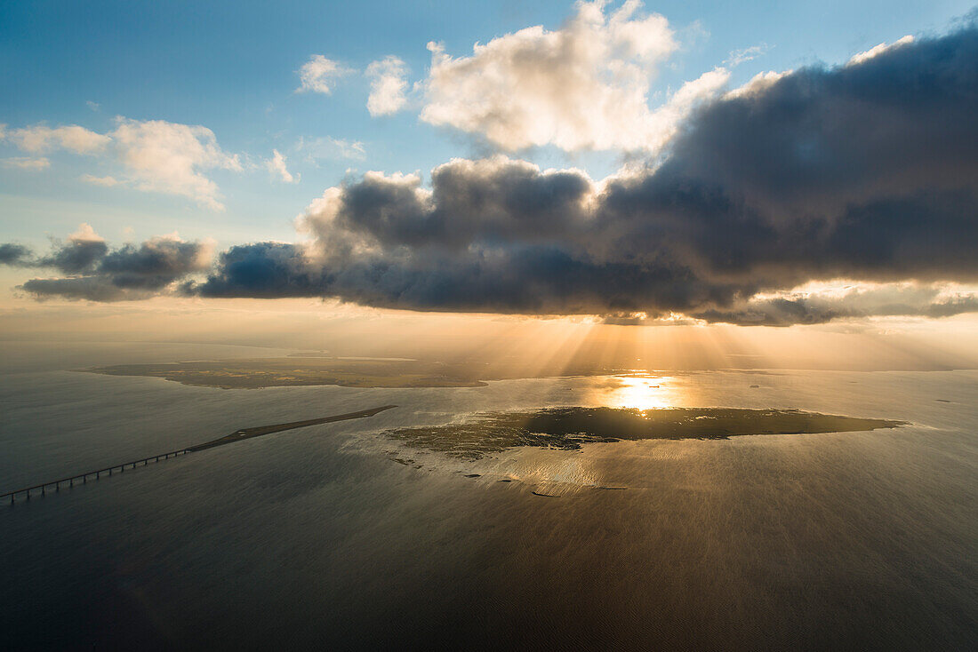 Luftbild der Insel Saltholm vor Kopenhagen, Dänemark