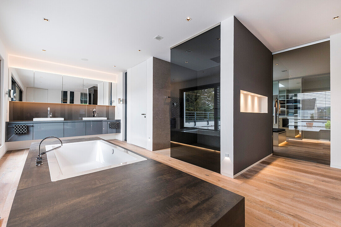 modern bathroom in an architecture house in the Bauhaus style, Oberhausen, Nordrhein-Westfalen, Germany