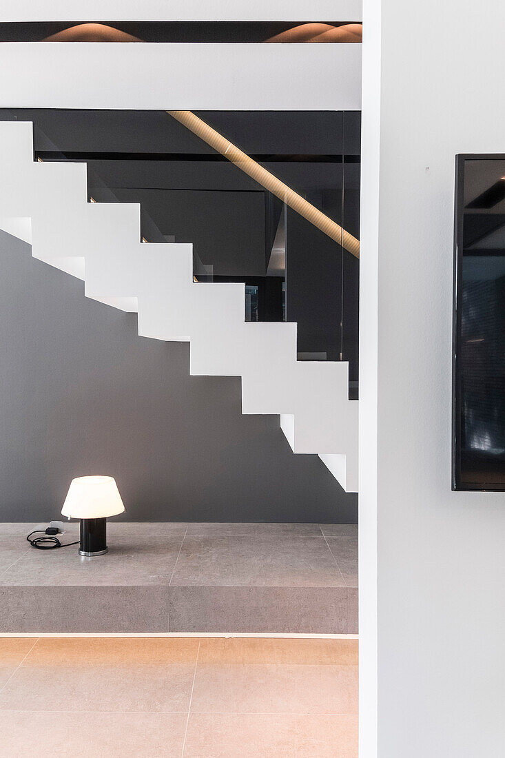 staircase of a modern architecture house in the Bauhaus style, Oberhausen, Nordrhein-Westfalen, Germany