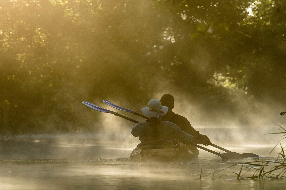 Spreewald Biosphere Reserve, Brandenburg, Germany, Kayaking, Recreation Area, Family Vacations, Family Outing, Paddling, Rowing, Wilderness, Excursion, Day Trip, River Landscape, Kayakers paddling through a beech grove, Tourism