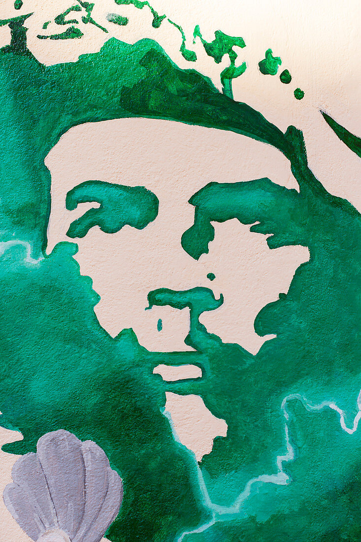 Konterfei von Ernesto Che Guevara, Graffiti, Schablonengraffiti, Anführer der Kubanischen Revolution, Symbolfigur, Habana Vieja, Altstadt, Zentrum, Havanna, Republik Kuba, karibische Insel, Karibik