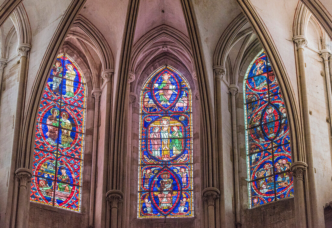 Normandy, Manche, stained glass windows of the Coutances Cathedral (Historical Monument)