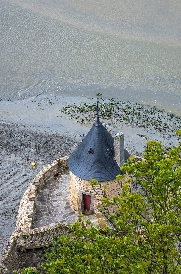 Normandy, the Mont Saint Michel Abbey, a turret on the walls (UNESCO World Heritage) (on the way to Santiago de Compostela)