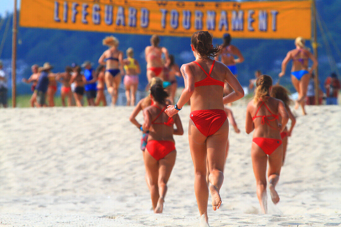 Usa, New Jersey, Sandy Hook. The Sandy Hook All Women Lifeguard Tournament