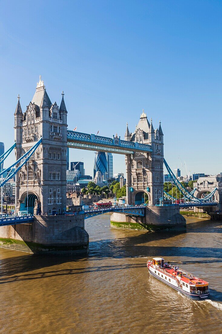 England, London, Tower Bridge and City Skyline