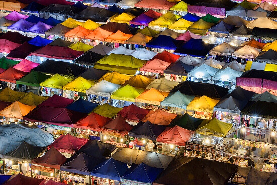 The colorful Rot Fai Train Market at Ratchada, Bangkok, Thailand