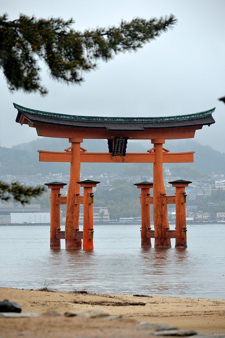 The famous torii or sea-gate of the Itsukushima Shrine on the island of Miyajima, Japan,Asia, Japan,Asia