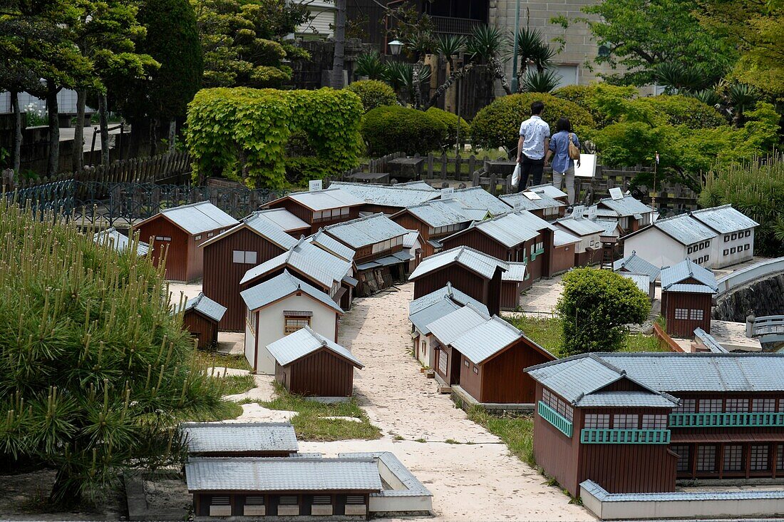 Model of historic Dejima island, Nagasaki, Japan, Asia