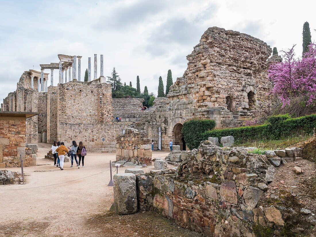 Roman garden beside the Theatre, Mérida, Badajoz, Extremadura, Spain