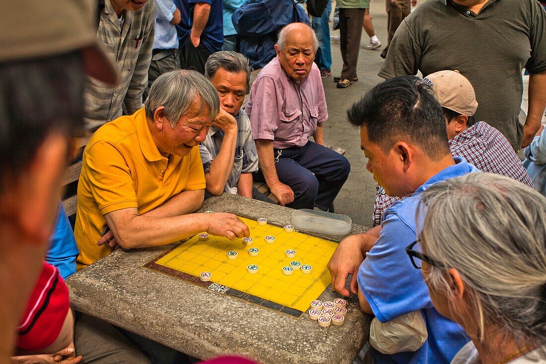 Chinese chess players, Columbus Park, Chinatown, Manhattan, New York City, New York, USA