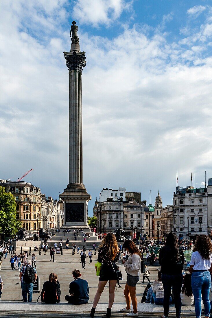Nelson's Column and Trafalgar Square, London, UK