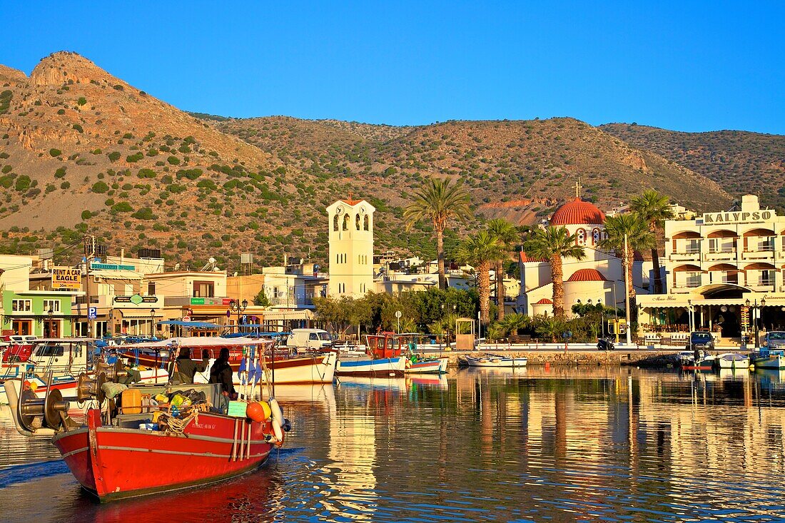 Elounda Harbour, Elounda, Crete, Greek Islands, Greece, Europe