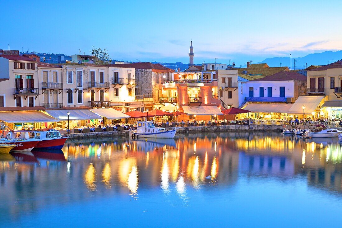 The Harbour at Rethymno, Rethymno, Crete, Greek Islands, Greece, Europe