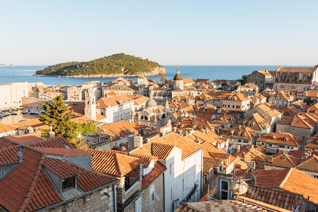 Views over Dubrovnik city skyline from City Walls, UNESCO World Heritage Site, Dubrovnik, Croatia, Europe