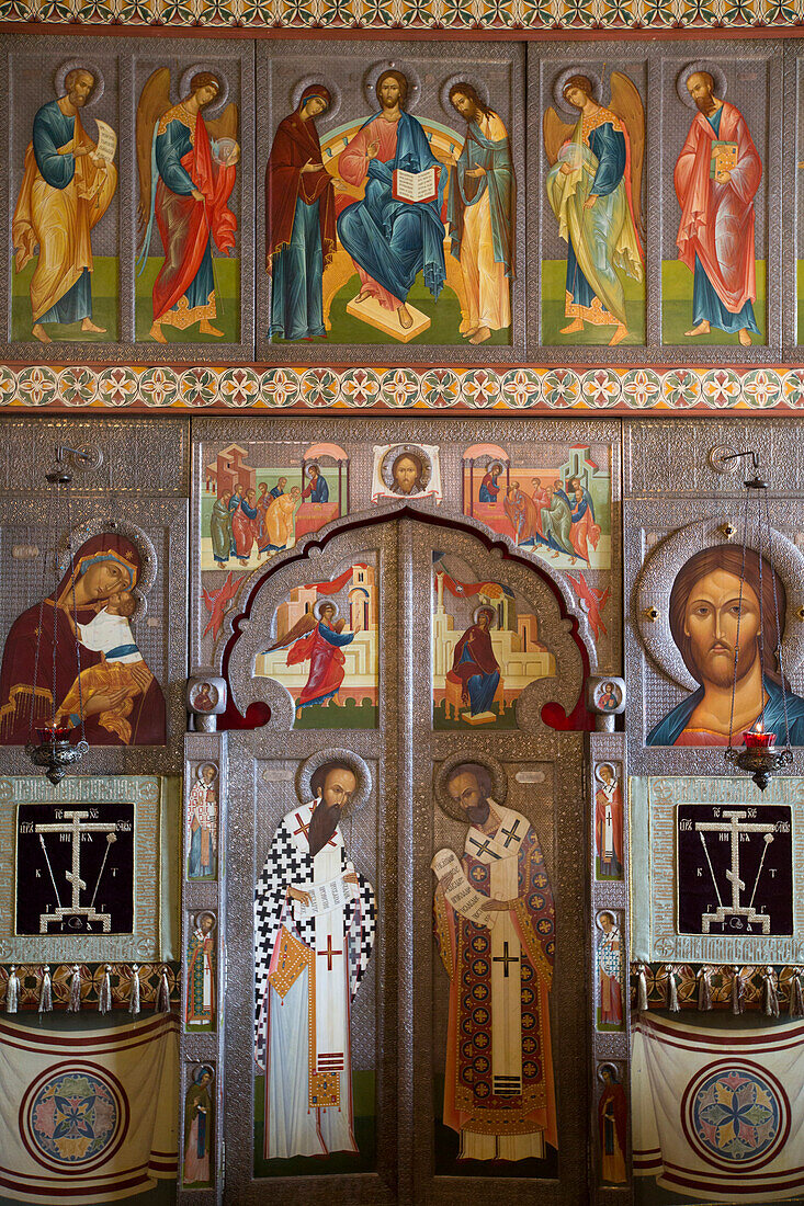 Interior fresco paintings, St. Sophia Cathedral, Kremlin, UNESCO World Heritage Site, Veliky Novgorod, Novgorod Oblast, Russia, Europe