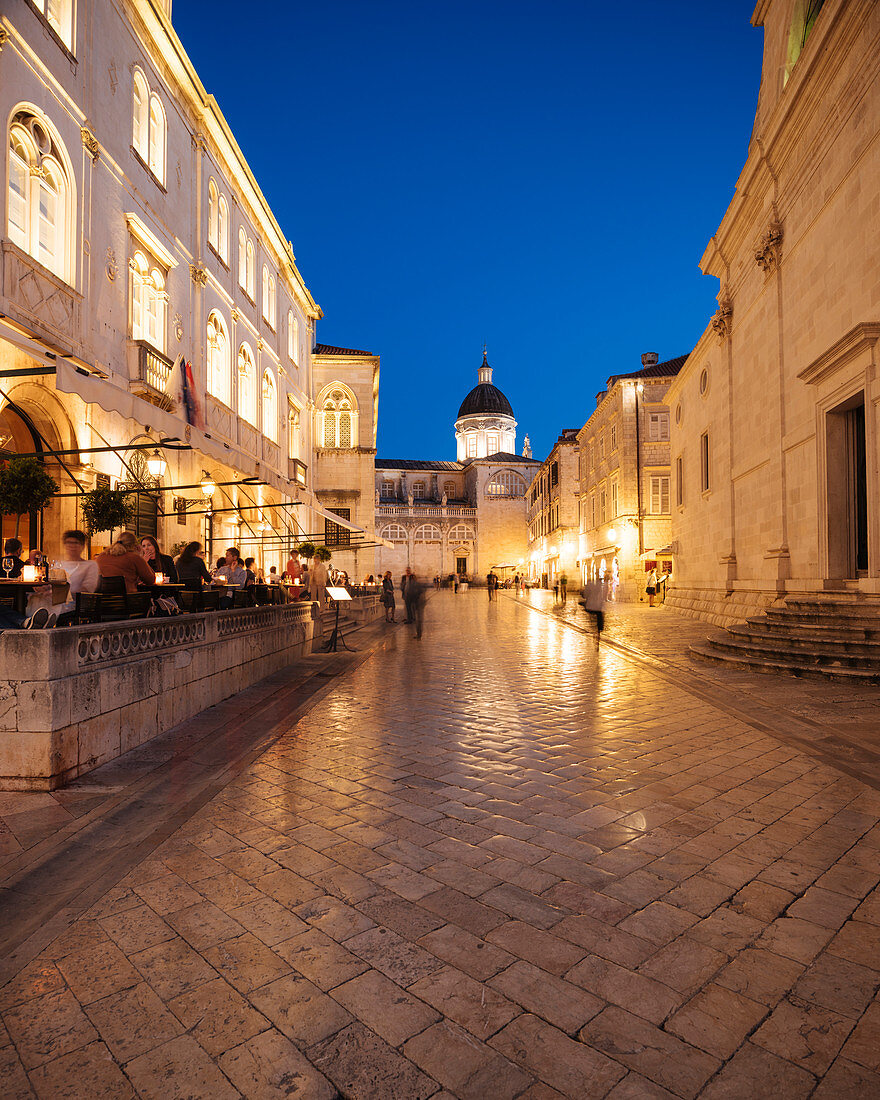 Old Town at night, UNESCO World Heritage Site, Dubrovnik, Croatia, Europe