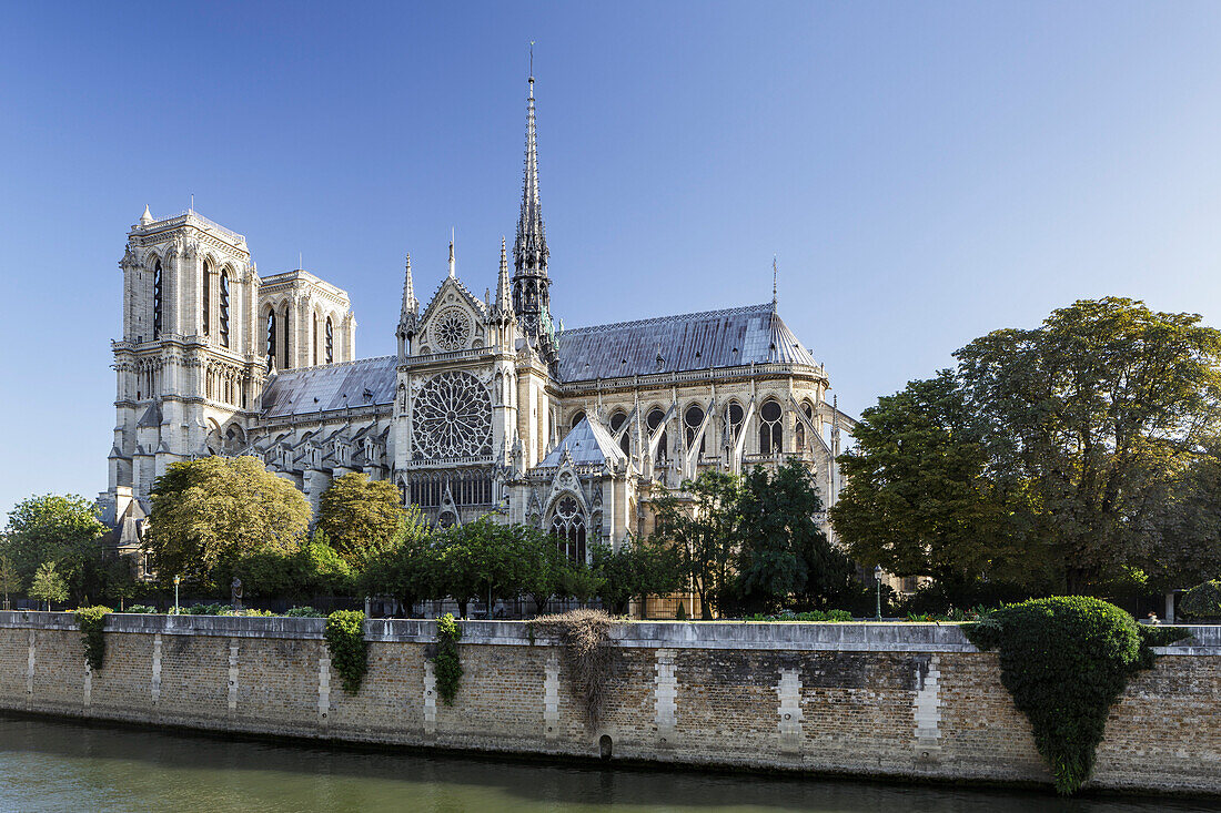 Notre Dame de Paris Cathedral and the River Seine, Paris, France, Europe