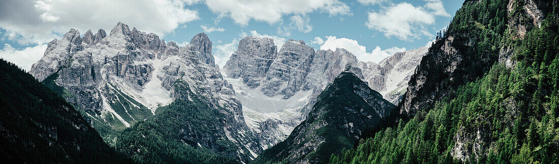 Panoramic view of rocky mountains against sky, South Tyrol, Italy