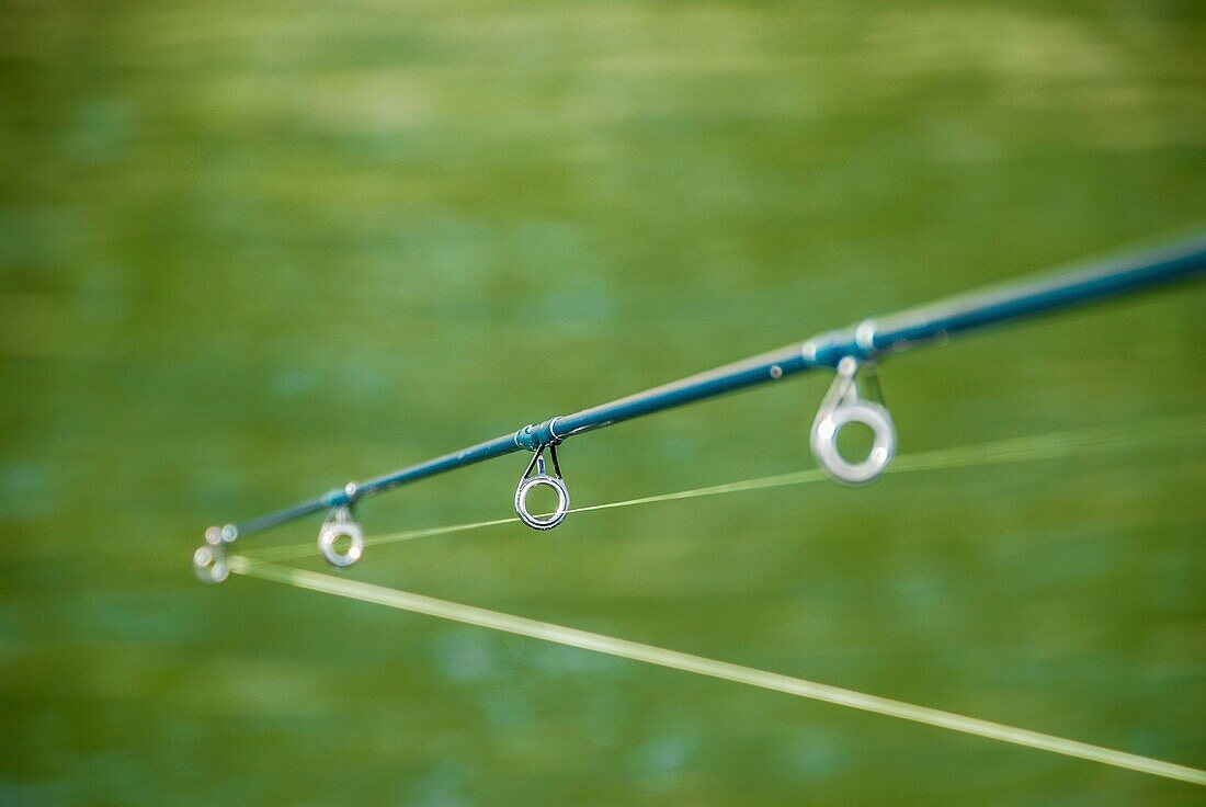 Close up of fishing rod with fishing line