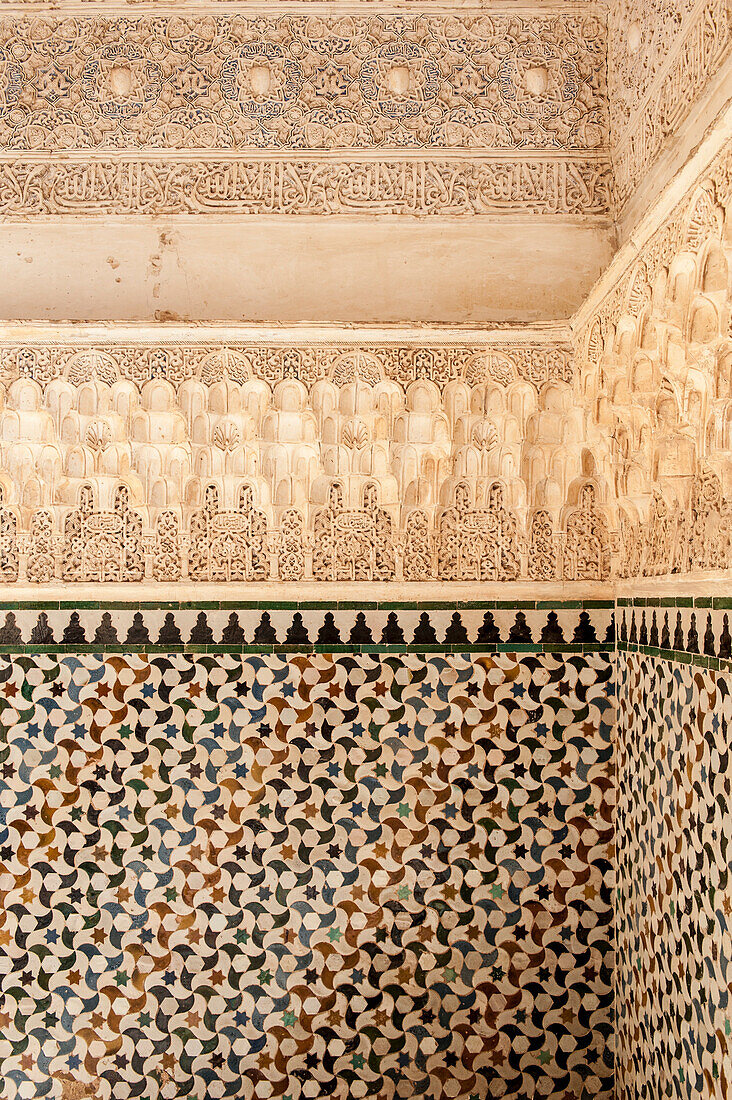 mosaic in the Alhambra, Granada, Andalusia, Spain, Europe