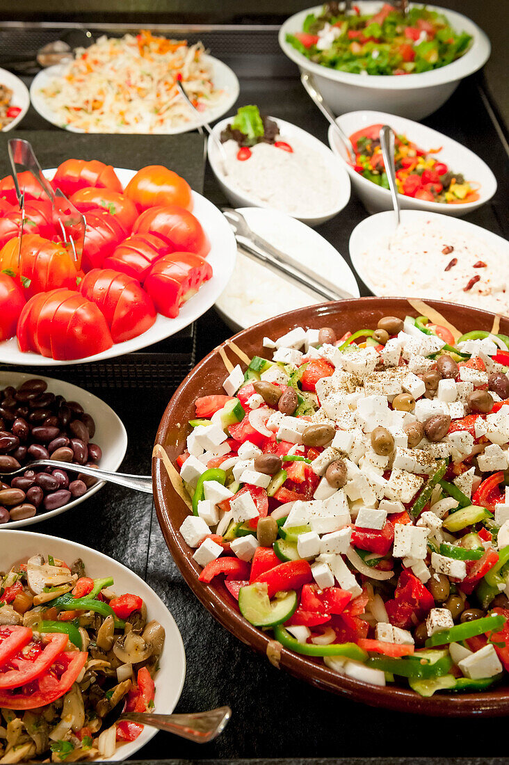 Salat, Buffet, Hotel, griechisches Essen, Hotel, Kreta, Griechenland
