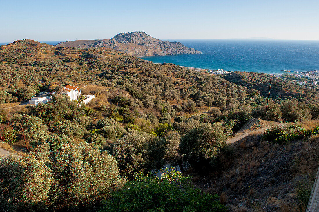 Blick von Mirthios auf Plakias, Bucht, Meer, Küste, Landschaft, Plakias, Kreta, Griechenland, Europa