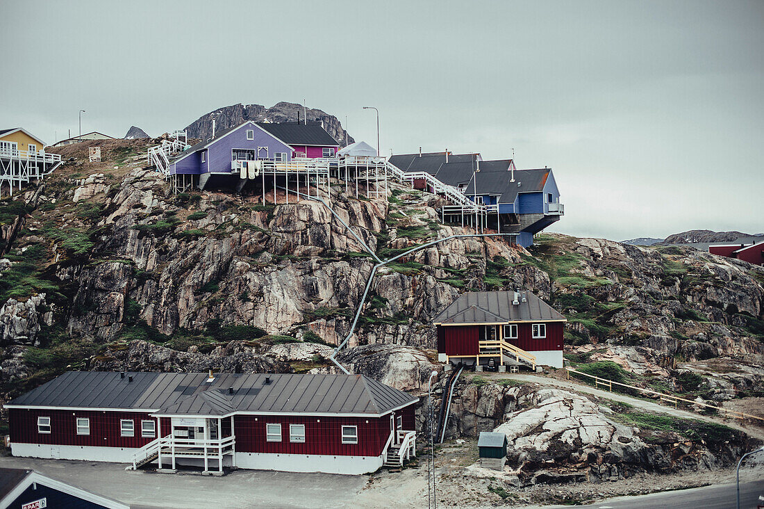 Ausblick auf Sisimiut, Grönland, Arktis.