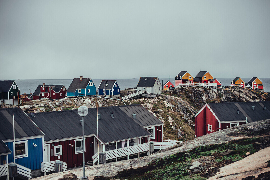 Ausblick auf Sisimiut, Grönland, Arktis.