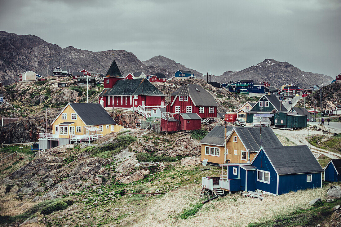 View over Sisimiut, greenland, arctic.