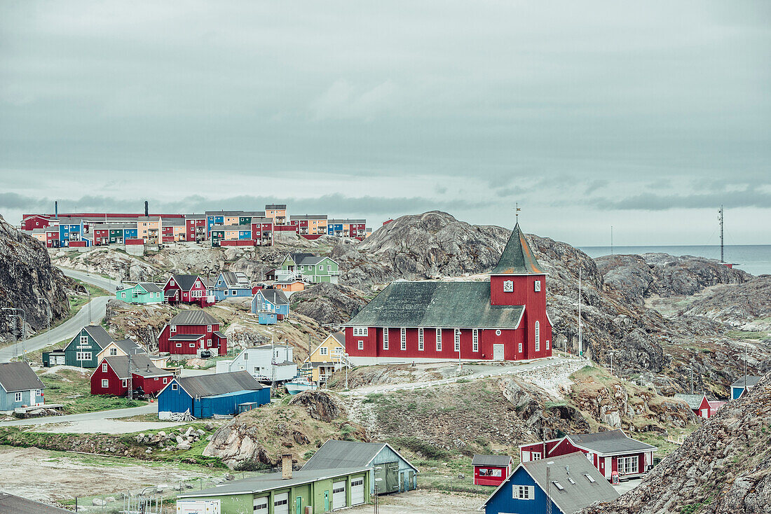 Houses at Sisimiut, greenland, arctic.