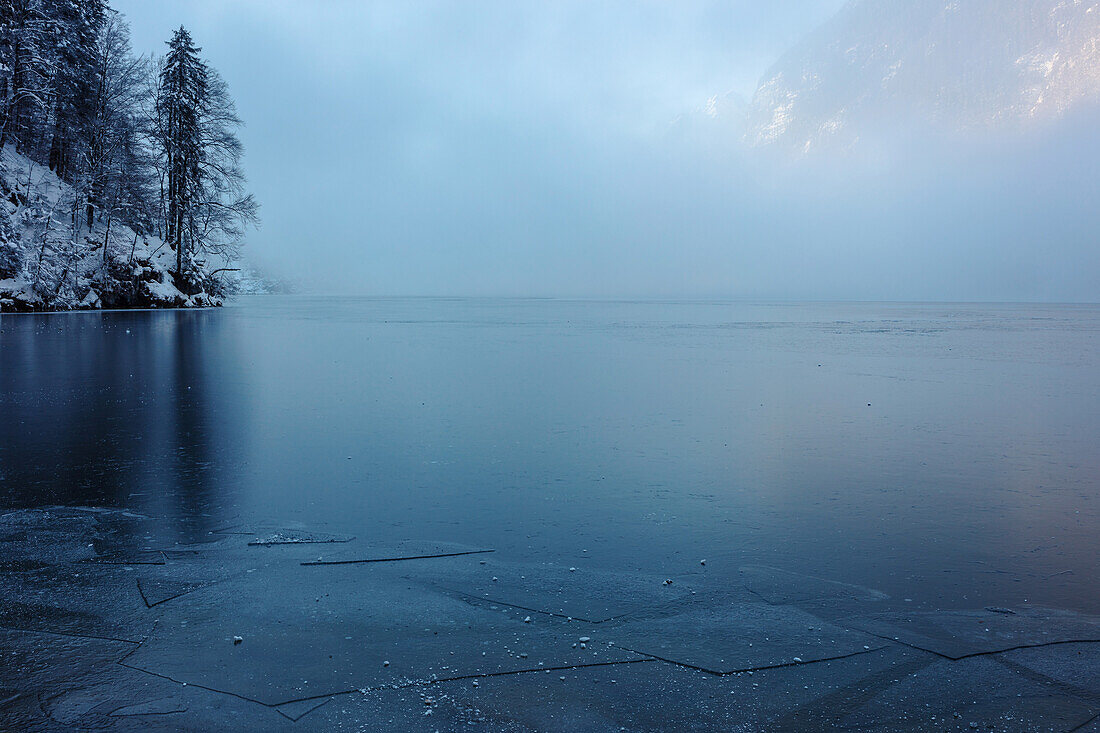Frozen Koenigssee, Koenigssee, Berchtesgaden, Bavaria, Germany