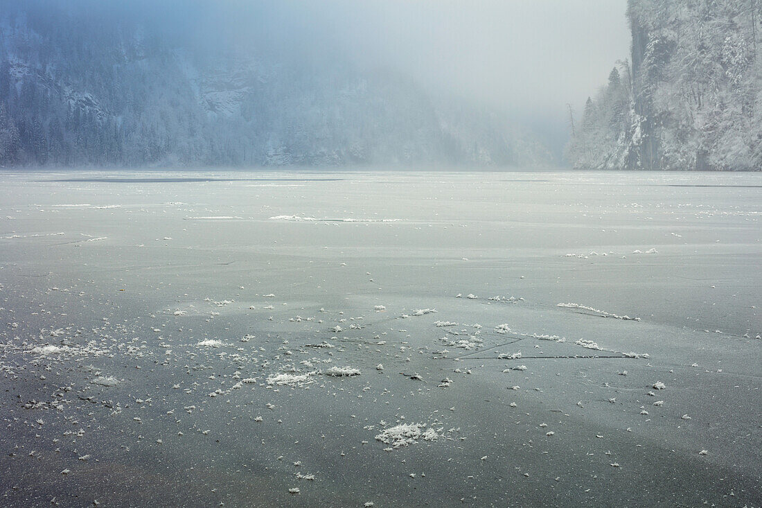 Frozen Koenigssee, Koenigssee, Berchtesgaden, Bavaria, Germany