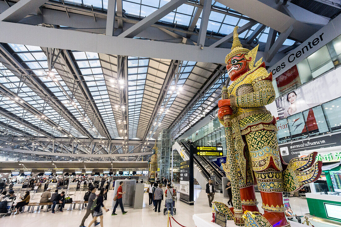 New Suvarnabhumi Airport , New Hub of South East Asia , Huge Statue Guard, Statue, Bangkok, Asia