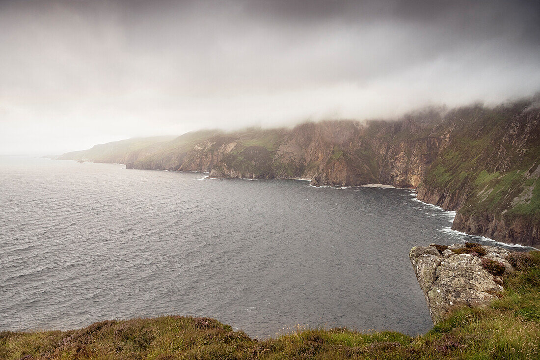 cloudy cliffs Slieve League, Teelin, County Donegal, Ireland, Wild Atlantic Way, Europe