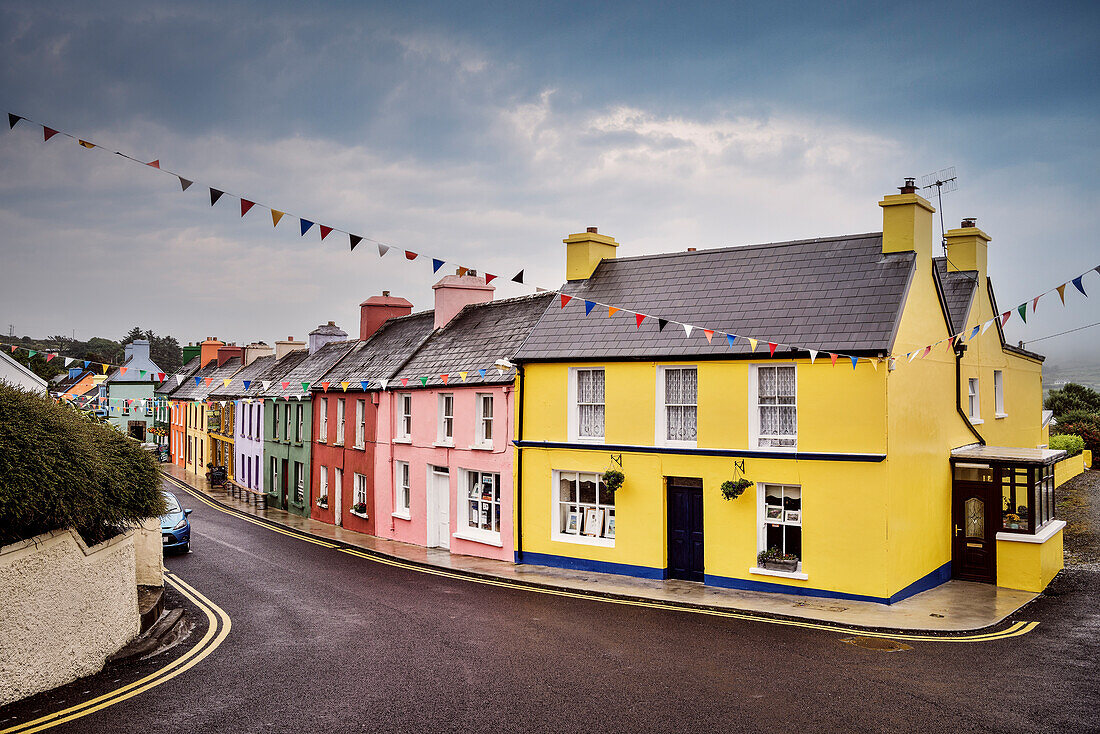 colourful houses after rain, Eyeries, Beara Peninsula, County Cork, Ireland, Wild Atlantic Way, Europe