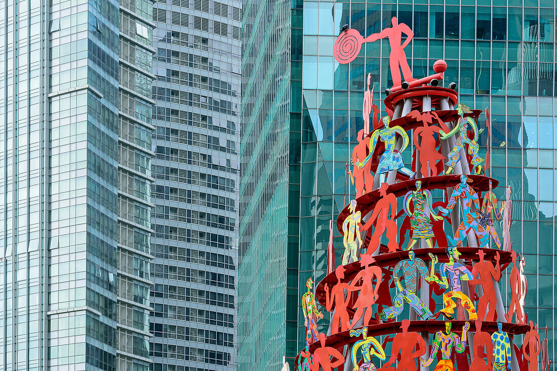 Moderne Kunst mit Hochhäuser im Hintergrund, Bankenviertel, Singapur