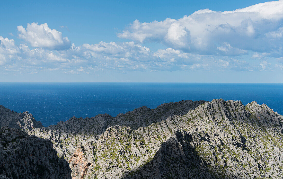 Blick vom Coll dels Reis, Tramuntana, Mallorca, Balearen, Spanien