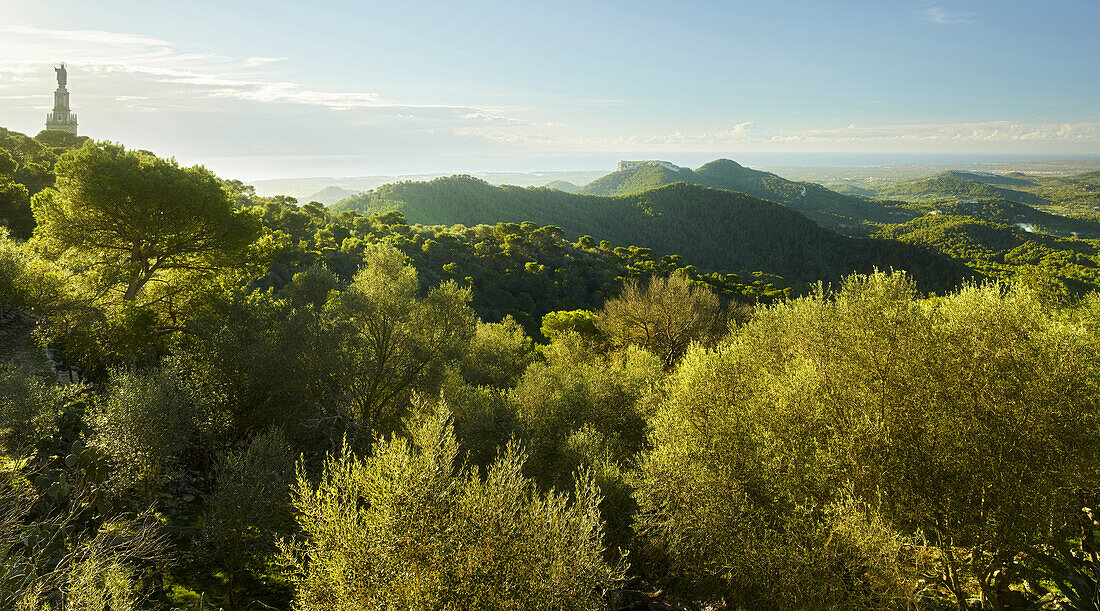 Blick vom Kloster Sant Salvador, Felanitx, Mallorca, Balearen, Spanien