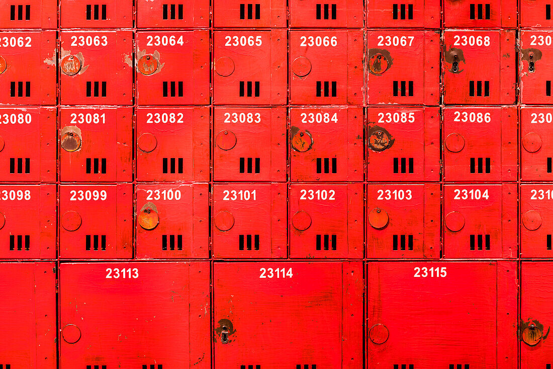 Old post boxes in the Historical Museum, Hong Kong, China, Asia