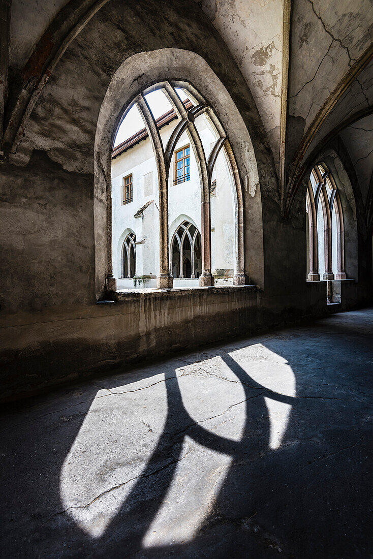 The cloister in the original Dominican monastery in the old town, Bolzano, South Tyrol, Alto Adige, Italy