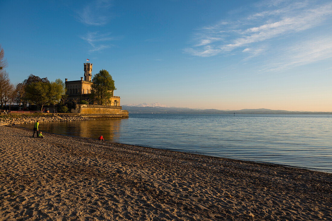 Schloss Montfort, Sonnenuntergang, Langenargen, Oberschwaben, Bodensee, Baden-Württemberg, Deutschland