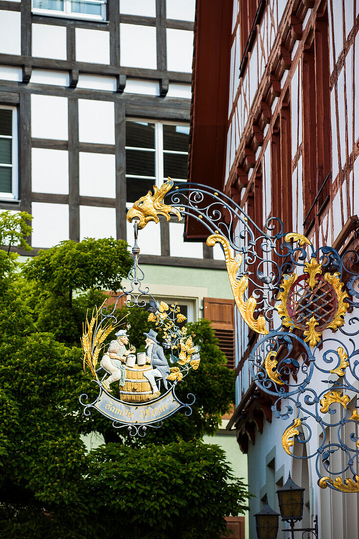 Restaurantschild, Überlingen, Bodensee, Baden-Württemberg, Deutschland