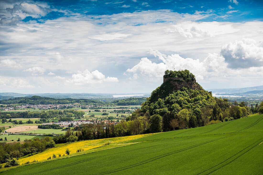Hegau volcanic stub, Hohenkraehen, Hegau, Konstanz district, Baden-Wuerttemberg, Germany