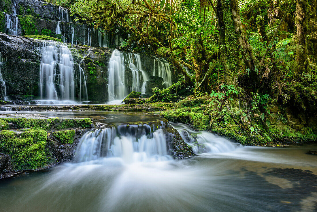 Waterfall Purakauni Falls, Catlins River, Otago, South island, New Zealand