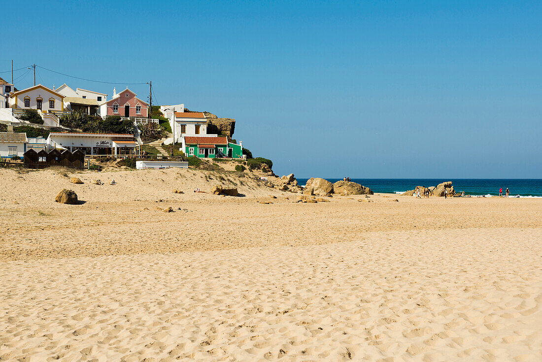 sandy beach and sea, Praia de Monte Clérigo, Atlantic coast, Algarve, Portugal