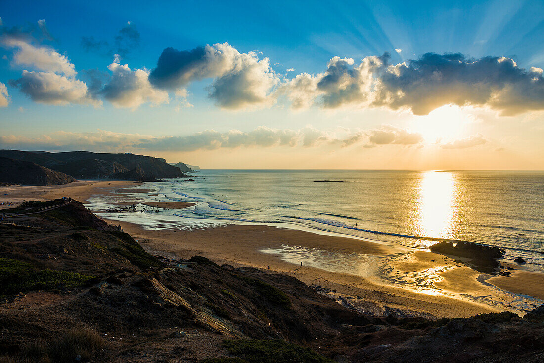 Sunset, Praia do Amado, Carrapateira, Algarve, West Coast, Atlantic Ocean, Portugal