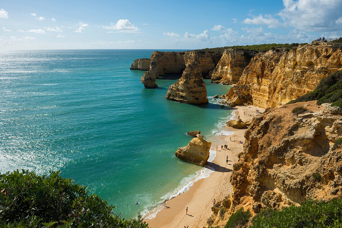 Beach and coloured rocks, Praia da Marinha, Carvoeiro, Algarve, Portugal