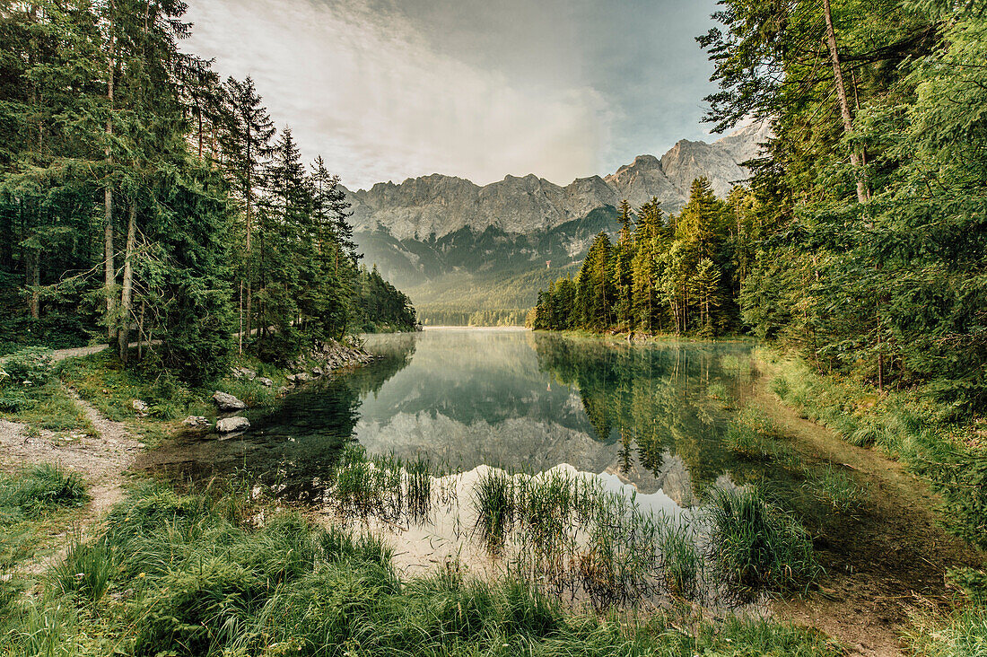 Landscape at Eibsee, Zugspitze, Garmisch, Bavaria, Germany, europe.