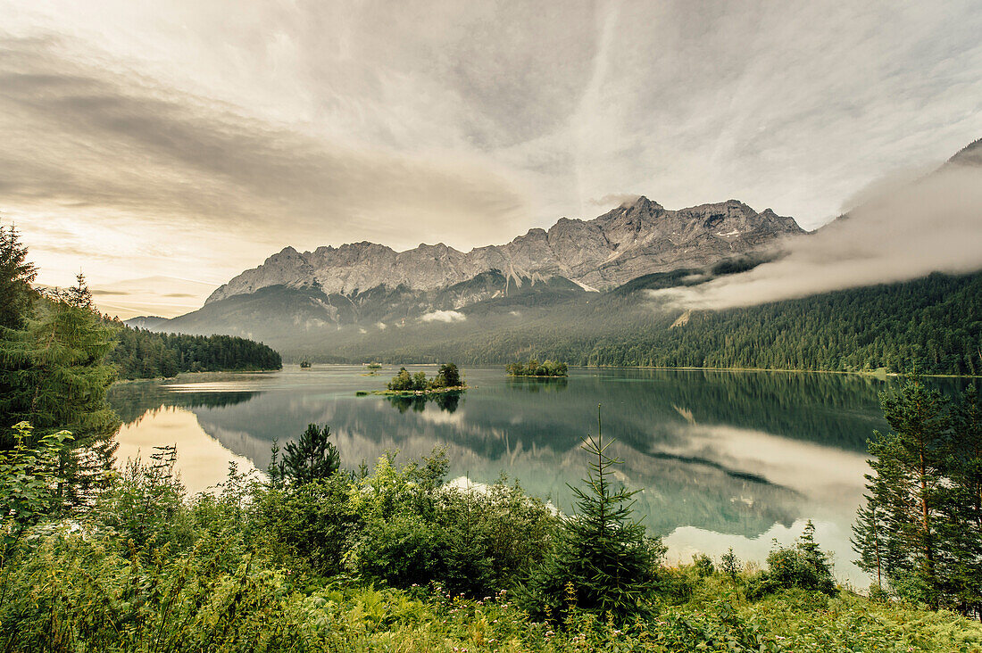 Landscape at Eibsee, Zugspitze, Garmisch, Bavaria, Germany, europe.