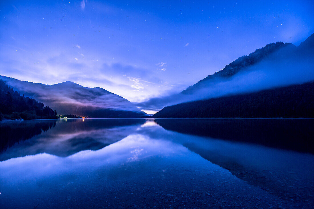 Landscape at Plansee by night, Plansee, Reutte, Tirol, austria, europe.